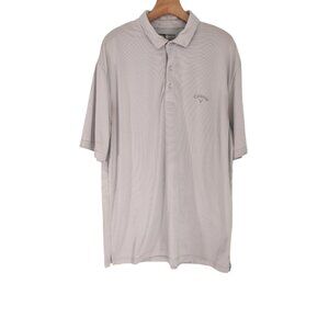 Callaway Golf Opti Dri Polo Shirt Gray White Striped Stretch Mens Large EUC